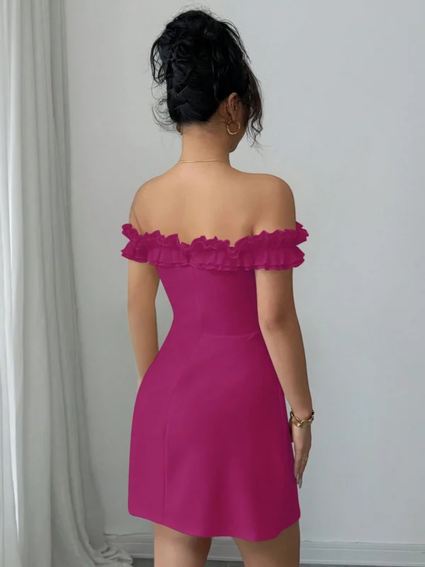 Vestido romántico de mujer con cuello de volantes - Imagen 2