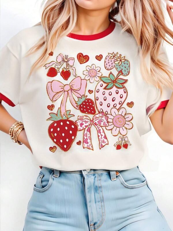 Camiseta básica de manga corta con estampado gráfico de lazo