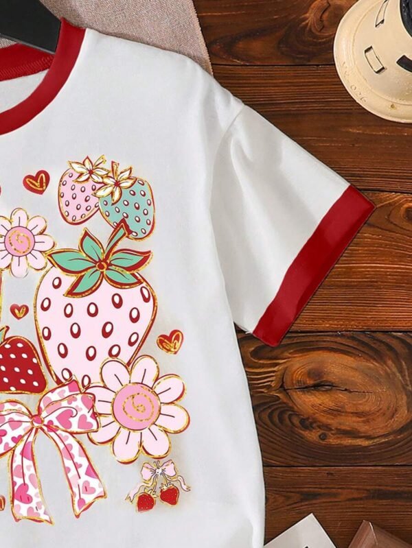 Camiseta básica de manga corta con estampado gráfico de lazo - Imagen 2