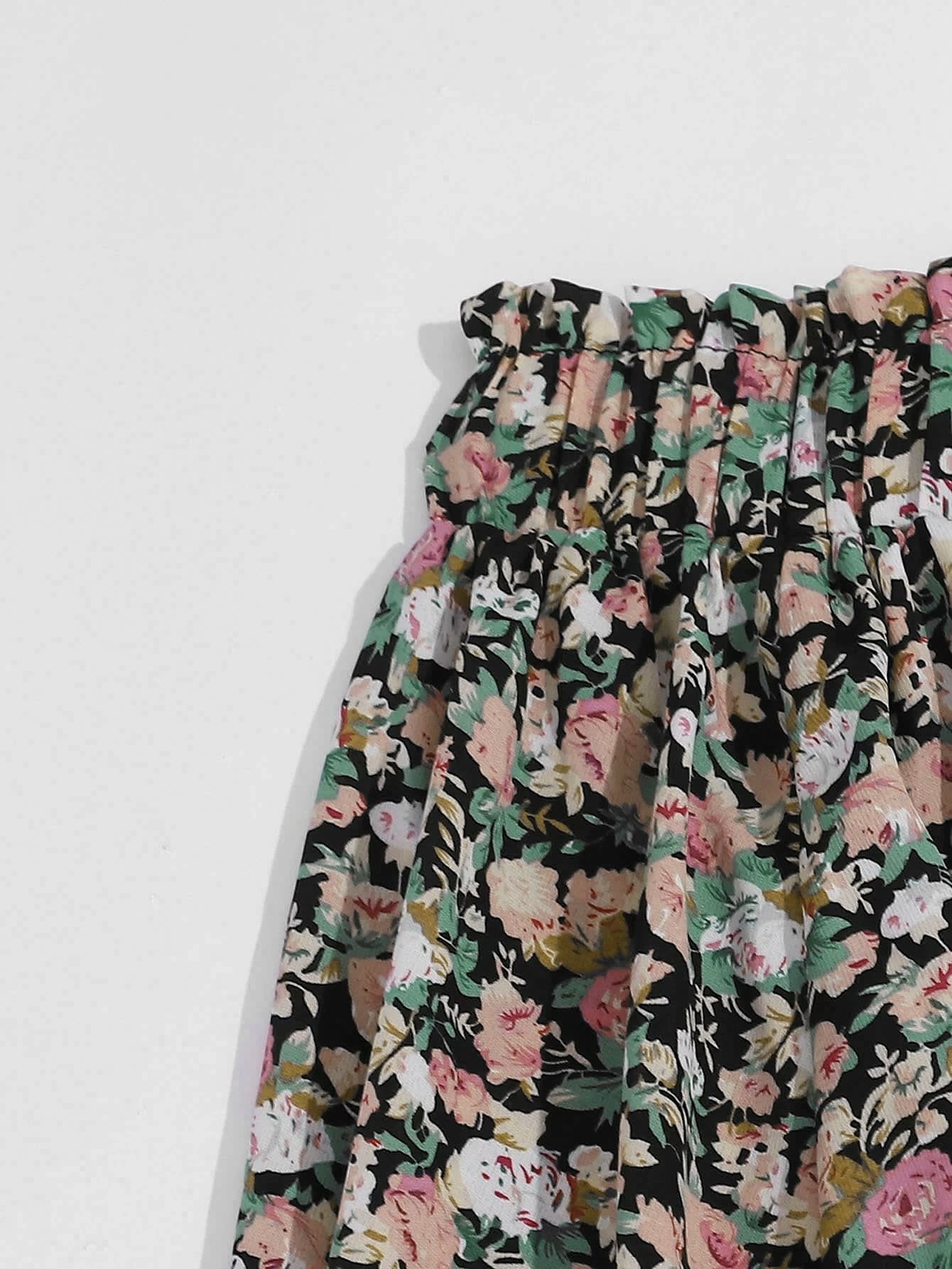 Falda amplia de cintura alta floral - Imagen 2