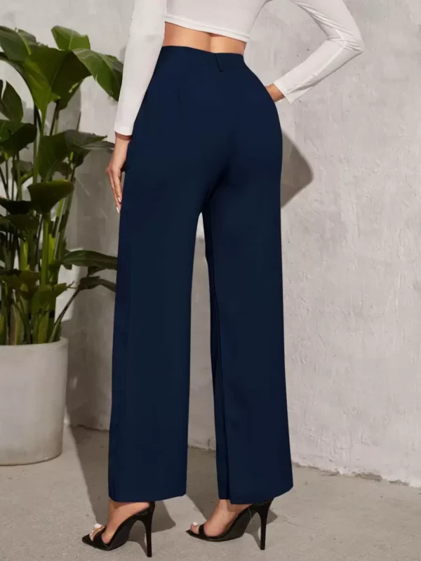 Pantalones rectos unicolor con cremallera - Imagen 3