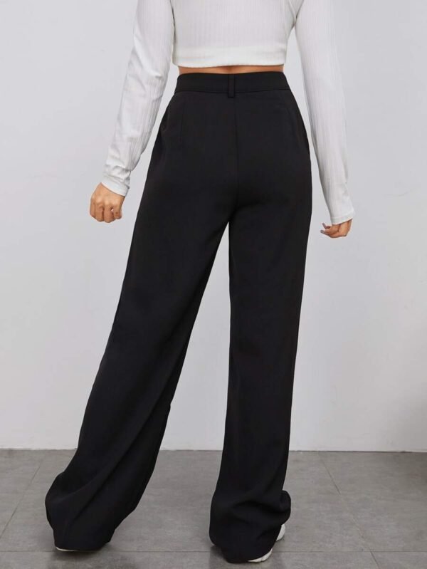 Pantalones rectos de cintura alta de un solo color para verano - Imagen 3
