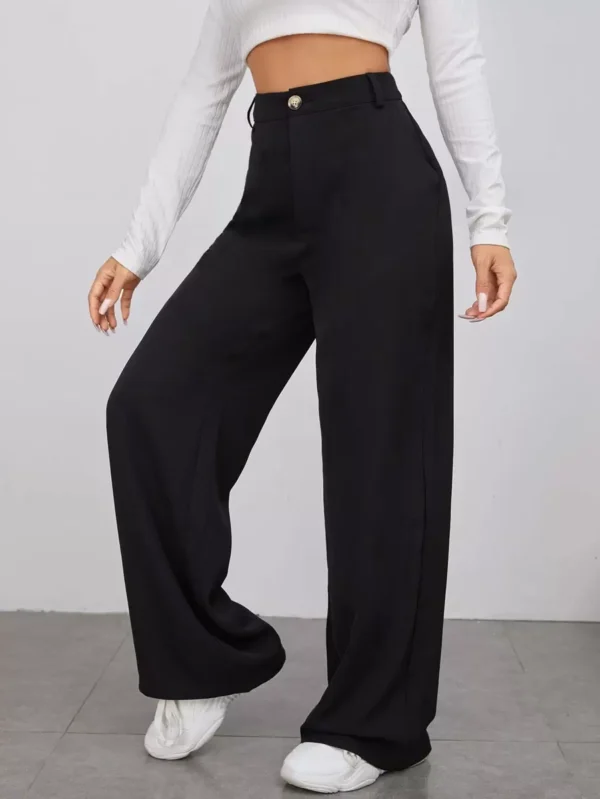 Pantalones rectos de cintura alta de un solo color para verano - Imagen 2