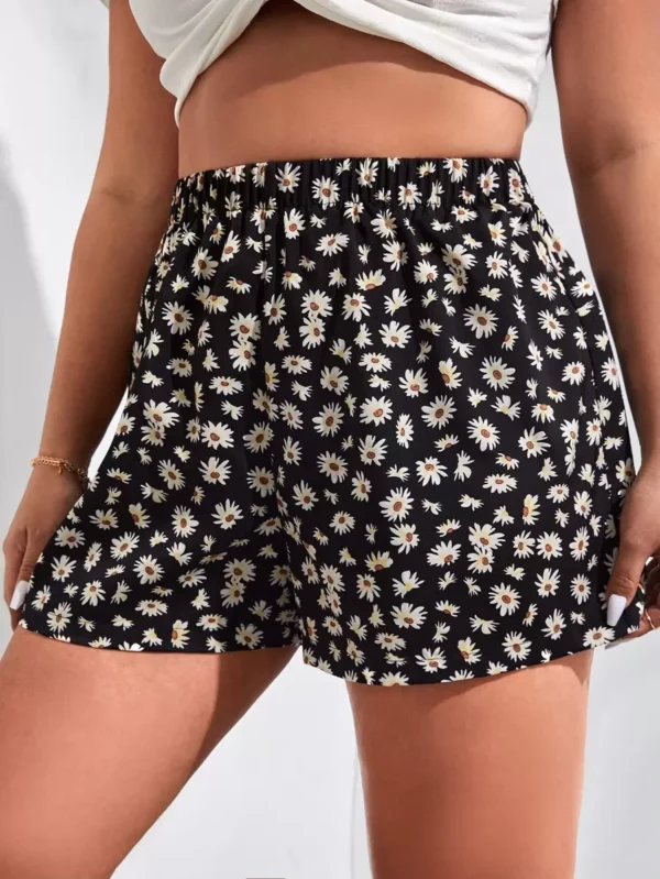 Pantalones cortos bohemios de pierna ancha con estampado floral - Imagen 2