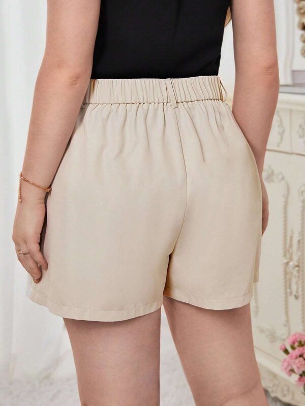Shorts de pierna ancha unicolor para mujer - Imagen 2