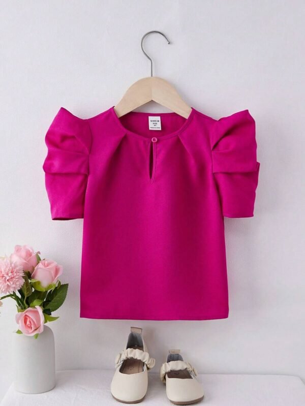 Blusa Casual De Cuello Redondo Tejida unicolor Para Chica