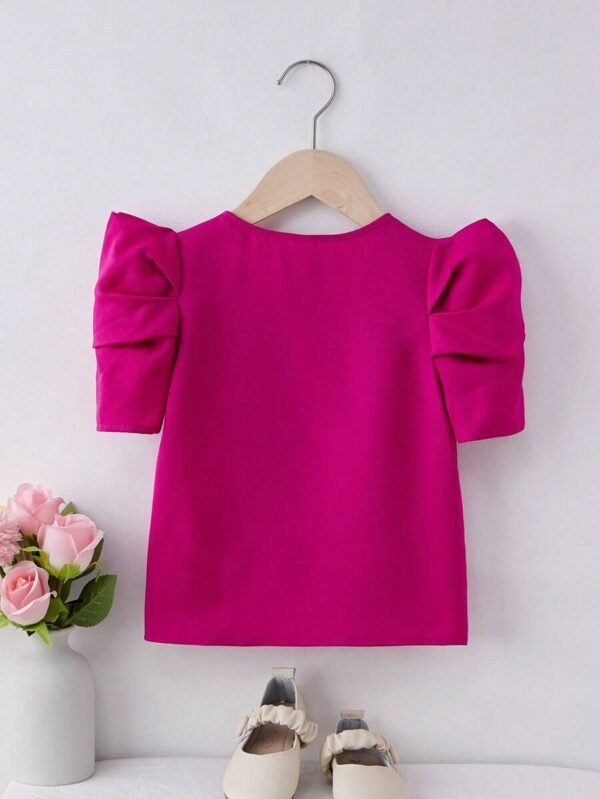 Blusa Casual De Cuello Redondo Tejida unicolor Para Chica - Imagen 3