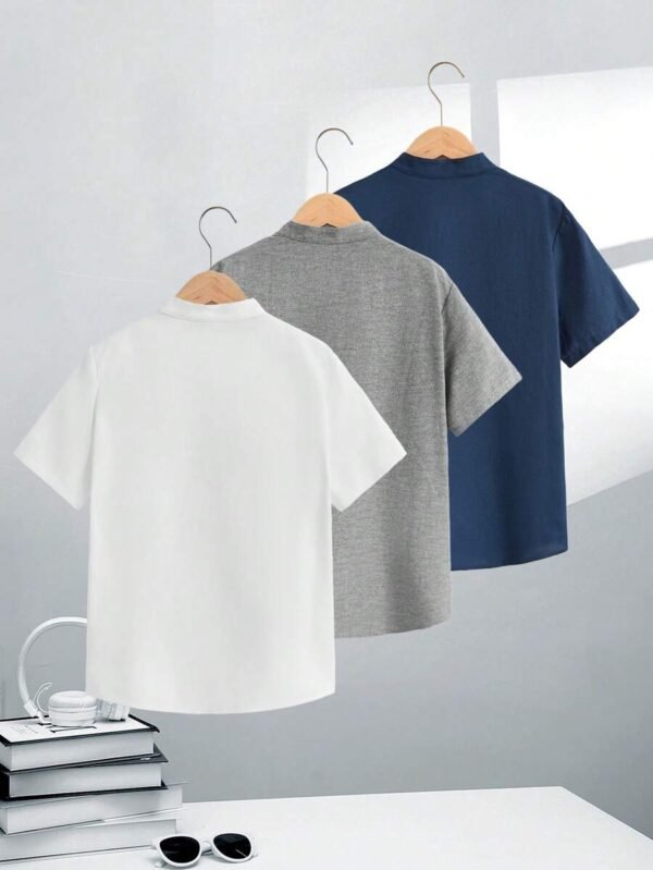 Camisa De Manga Corta Con Cuello En Pie Para Niños - Imagen 3