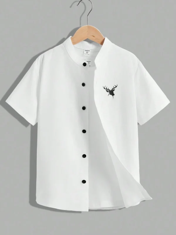 Camisa De Manga Corta Con Cuello En Pie Para Niños - Imagen 2