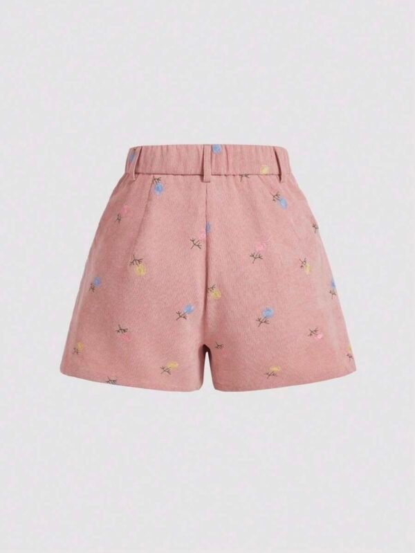 Shorts casuales de mujer con bordado floral - Imagen 3