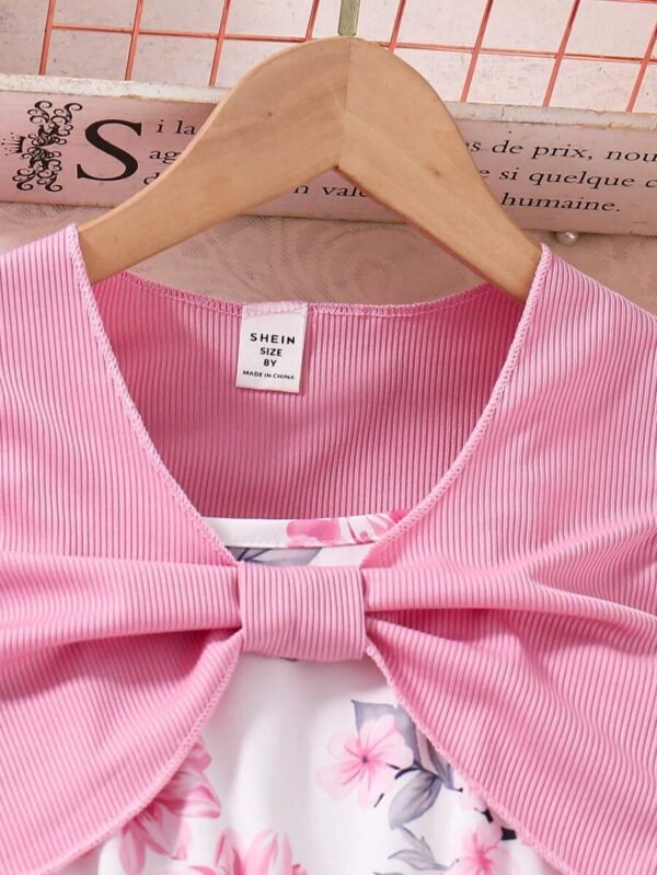Conjunto de top con mangas de casquillo y vestido para niña preadolescente - Imagen 2