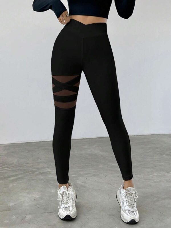 Leggings de cintura alta ajustados con contraste de malla