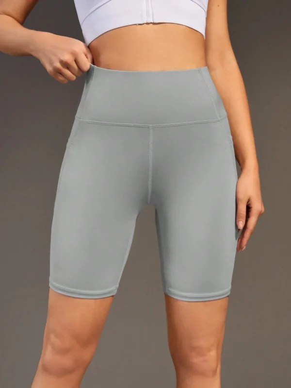 Pantalones cortos deportivos sin costuras con bolsillo para el gimnasio - Imagen 2