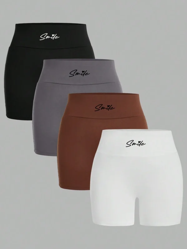 Pantalones cortos simples con estampado de letras y talle alto
