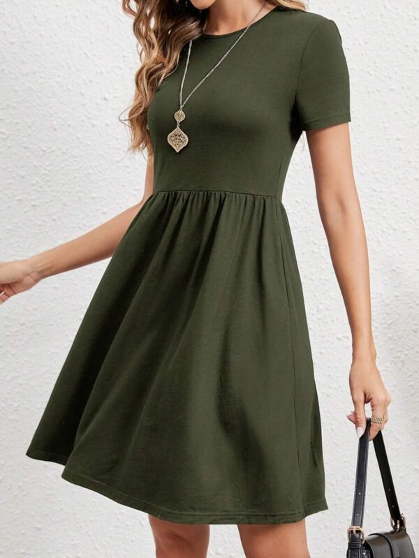 Vestido De Línea A De Color Sólido
