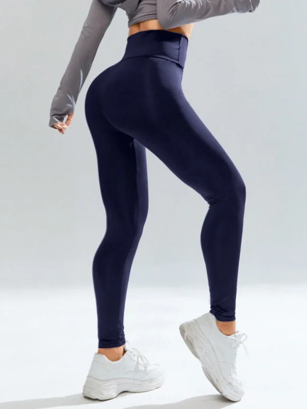 Leggings unicolor de cintura ancha - Imagen 3