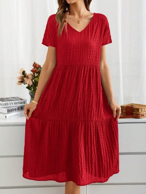 Vestido de verano de vacaciones con estampado campestre de manga corta