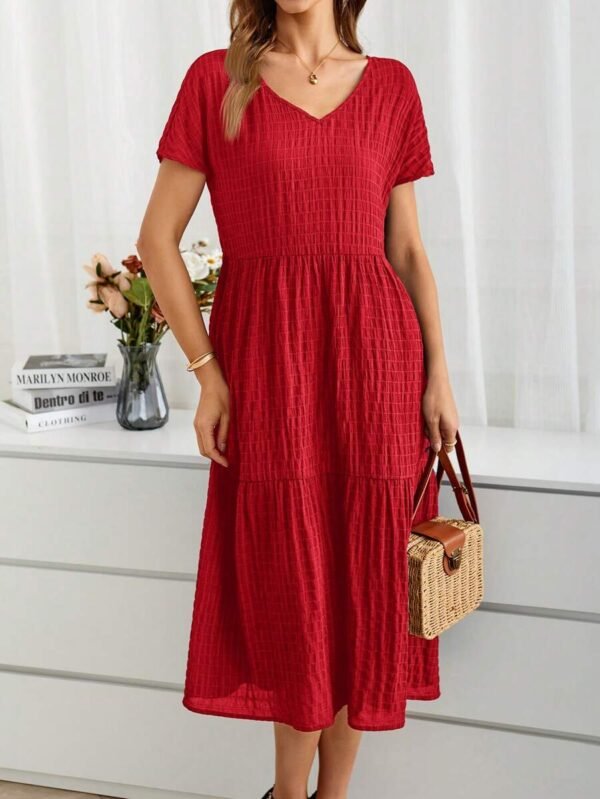 Vestido de verano de vacaciones con estampado campestre de manga corta - Imagen 2