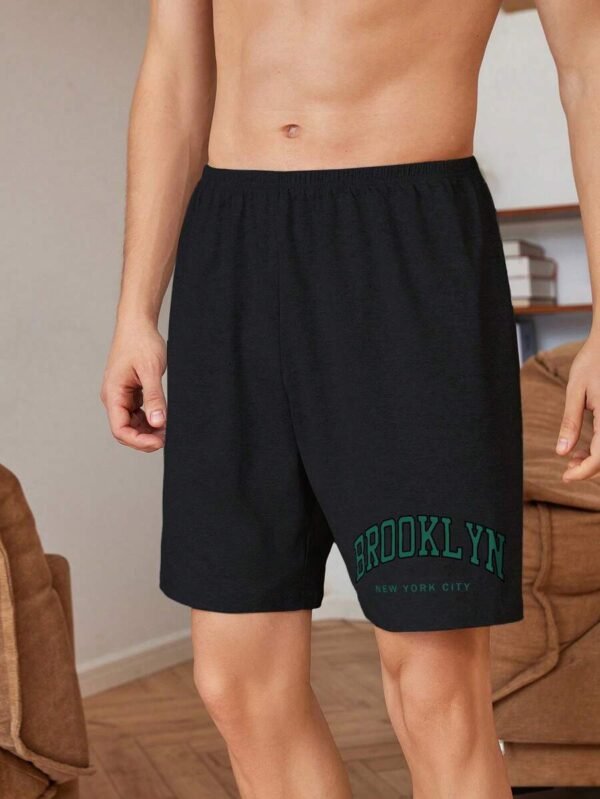 Shorts de dormir para hombre con gráficos de letras - Imagen 2