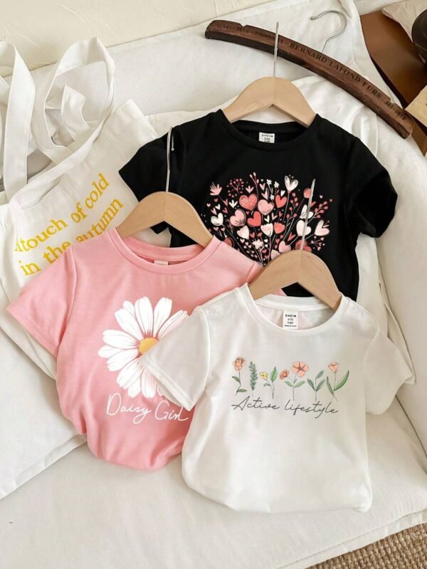 Camiseta con estampado de flores para niña