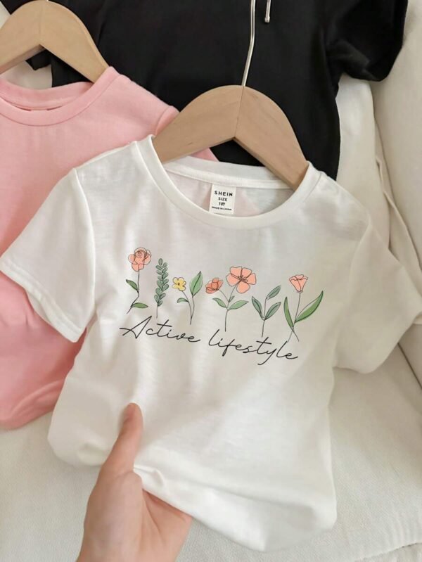 Camiseta con estampado de flores para niña - Imagen 2