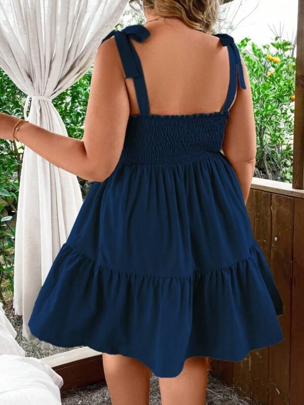Vestido de verano con tirantes anudados de unicolor - Imagen 3