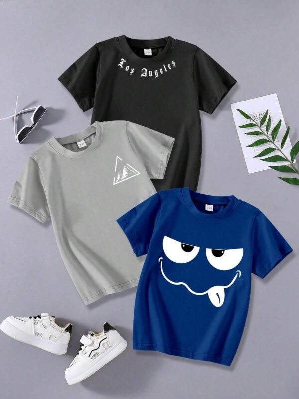 Camiseta de manga corta de cuello redondo para niño