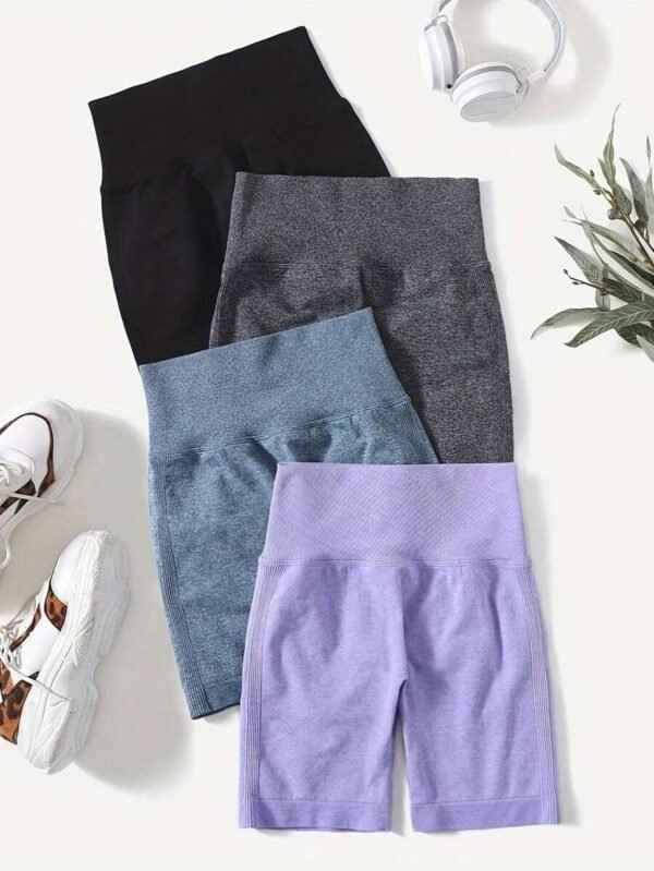 Pantalones cortos deportivos casuales simples de cintura alta de unicolor