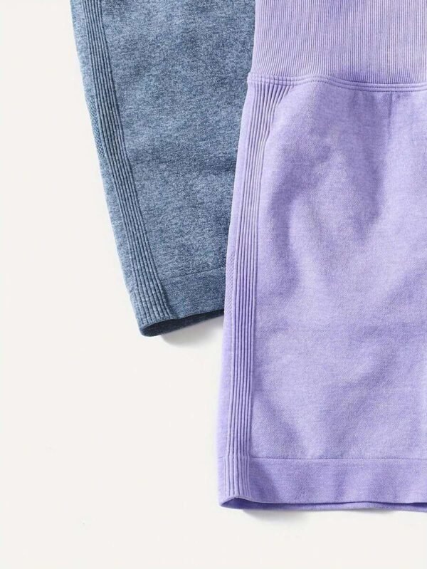 Pantalones cortos deportivos casuales simples de cintura alta de unicolor - Imagen 2