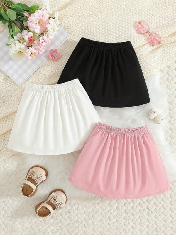 Falda con plisado 3D y lazo de unicolor para niñas - Imagen 3
