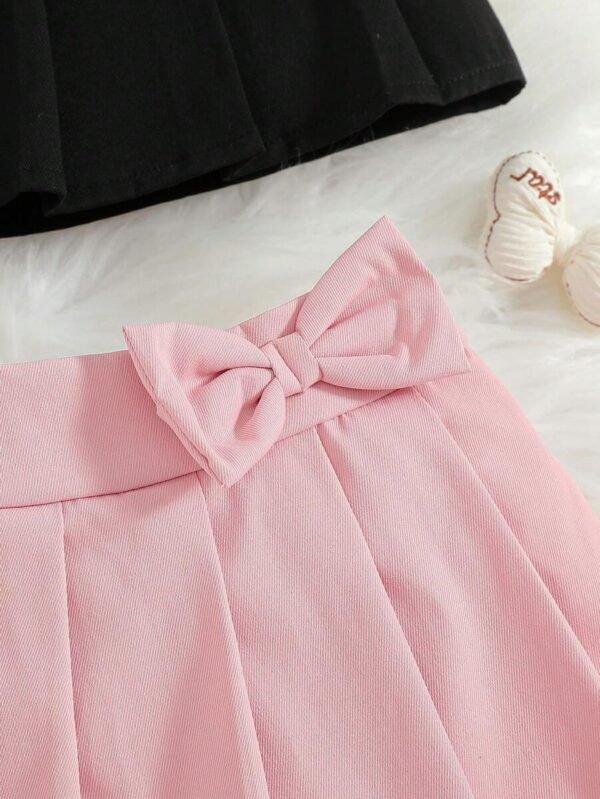 Falda con plisado 3D y lazo de unicolor para niñas - Imagen 2