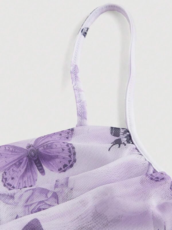 Vestido largo romántico y lindo de dama con estampado de mariposas - Imagen 2