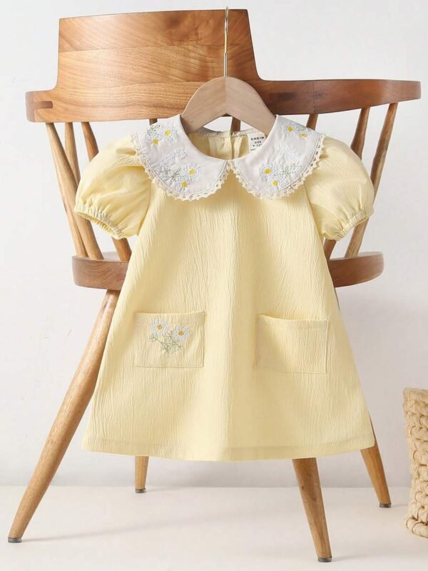 Vestido de manga corta con estilo pastoral para niña bebé