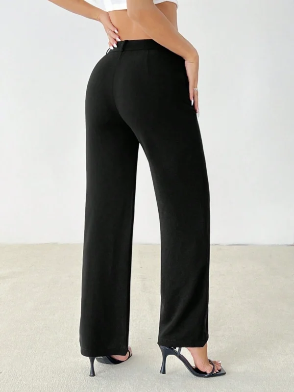 Pantalones rectos lisos de uso casual y de oficina para mujeres - Imagen 3