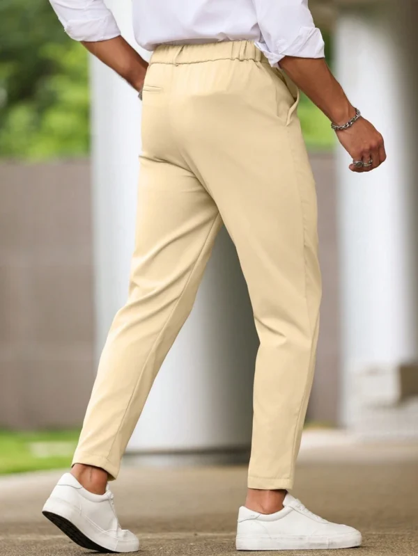 Pantalones casuales de hombres de color liso con bolsillo - Imagen 3