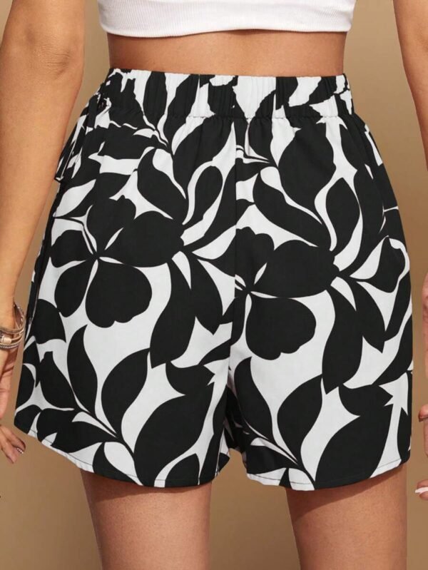 Falda pantalón (skort) con nudo lateral, estampado botánico - Imagen 2