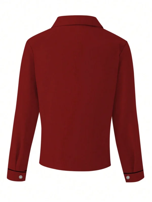 Camisa de manga larga casual con bordado estilo caballero - Imagen 3