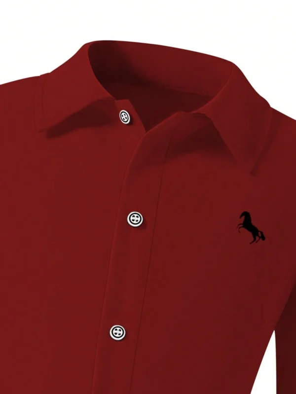 Camisa de manga larga casual con bordado estilo caballero - Imagen 2