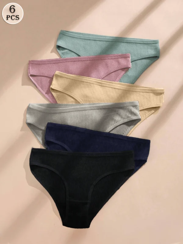 6 piezas de bragas de mujer de unicolor, de tiro bajo