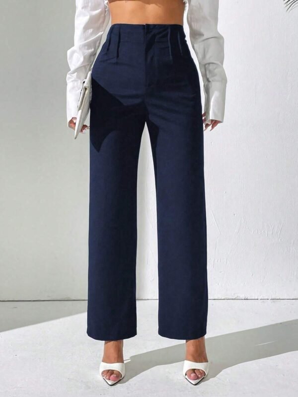 Pantalones rectos de uso casual diario de unicolor para damas