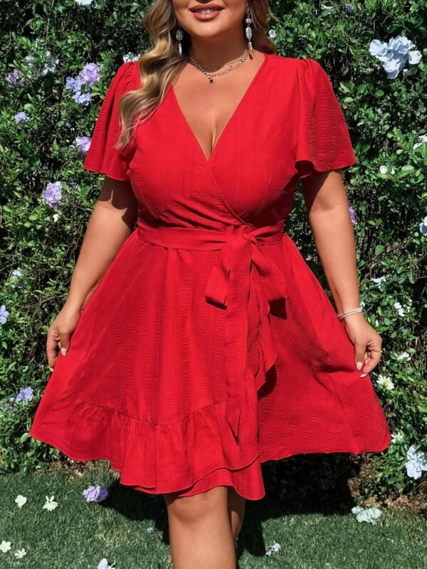 Vestido casual rojo de moda para tallas grandes