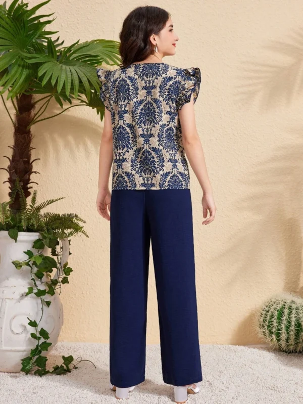 Set de blusa y pantalones con gráfico vintage para chicas - Imagen 3