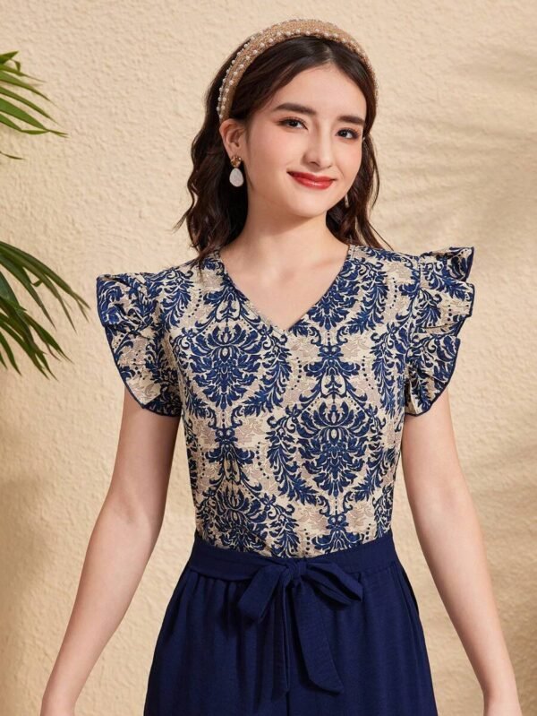 Set de blusa y pantalones con gráfico vintage para chicas - Imagen 2