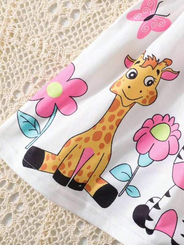 Vestido sin mangas con diseño de vaca y jirafa lindos para niña - Imagen 2