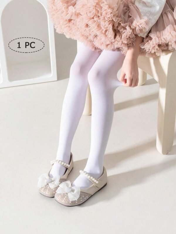 Malla de niña unicolor blanco, ajustada, elástica y transpirables