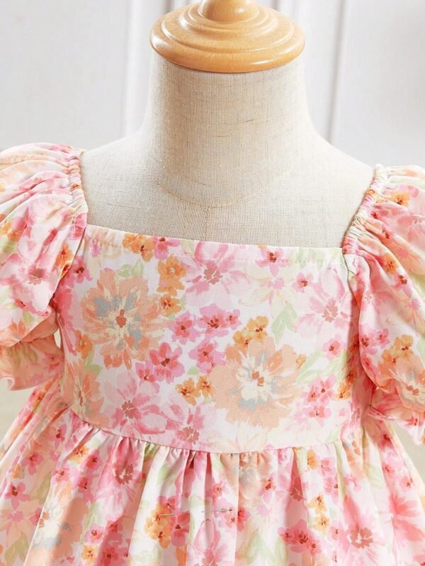 Vestido de verano elegante de niña bebé con estampado floral dulce - Imagen 2