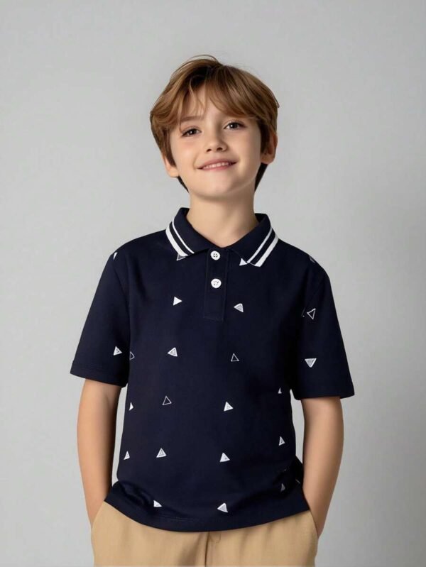 Camisa polo de manga corta con estampado total para niños
