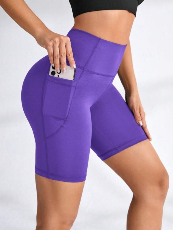 Shorts casuales de mujer de unicolor con cintura alta
