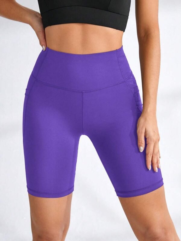 Shorts casuales de mujer de unicolor con cintura alta - Imagen 2