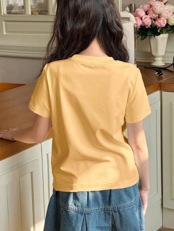 Camiseta de punto de cuello redondo y manga corta para niña - Imagen 2